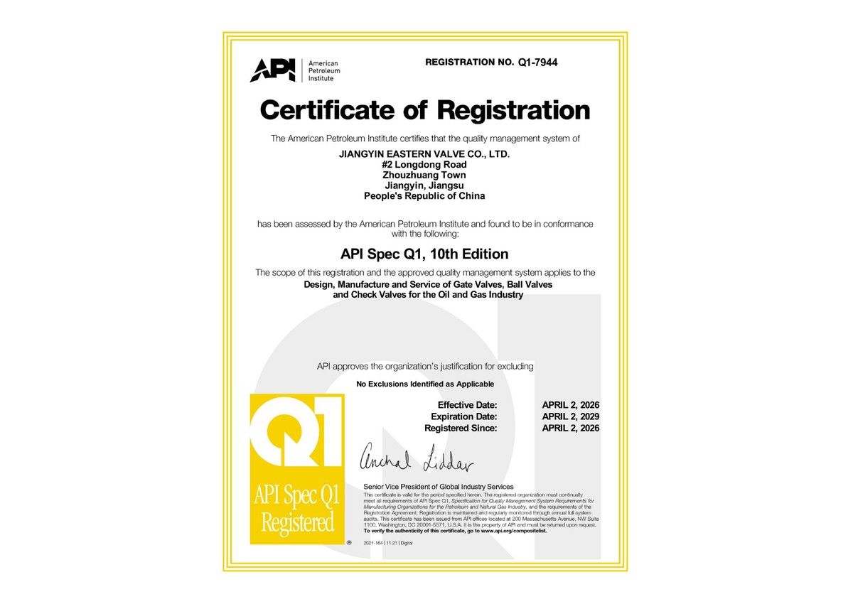 API Q1 Certificate